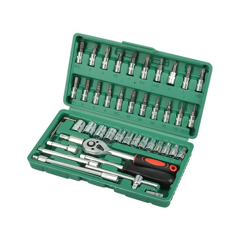 

Набор инструментов для ремонта автомобиля из 46 предметов: Трещотка и набор головок Ящик для инструментов