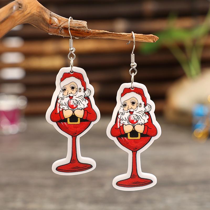 Cross-border Retro Cartoon Santa Claus Cup Earrings