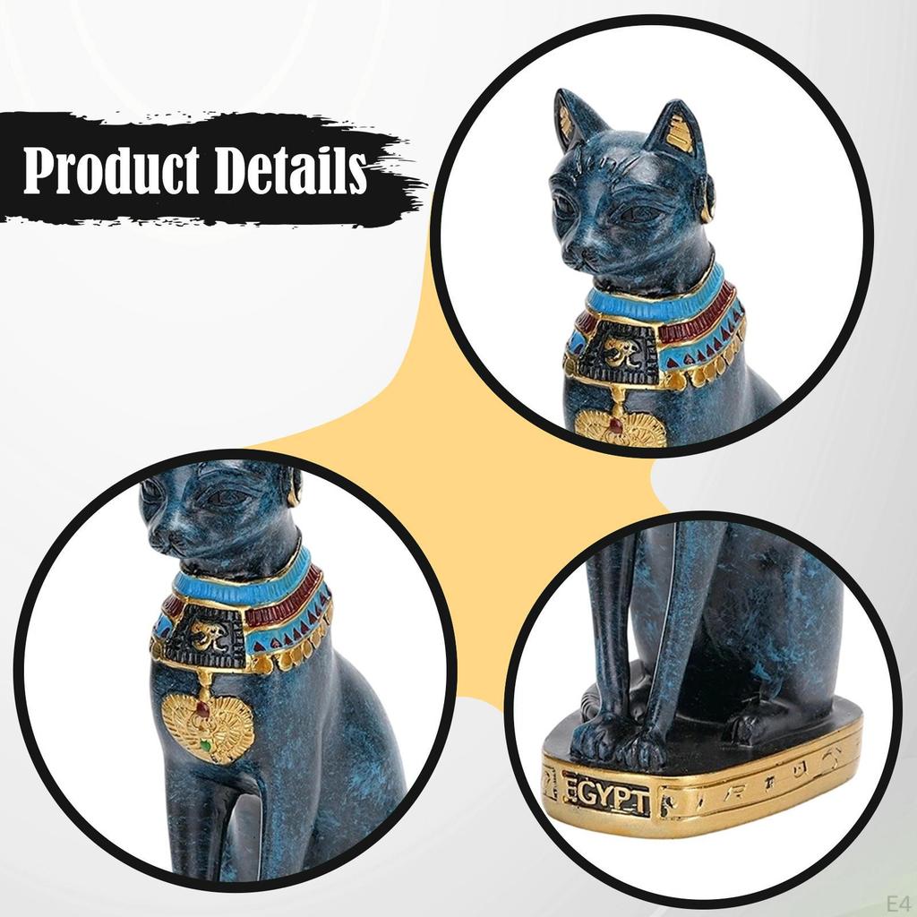Egyptian Cat Bastet Statue Ancient Egypt Bast Figurine Animal Sculpture for Living Room Cabinet Bar
