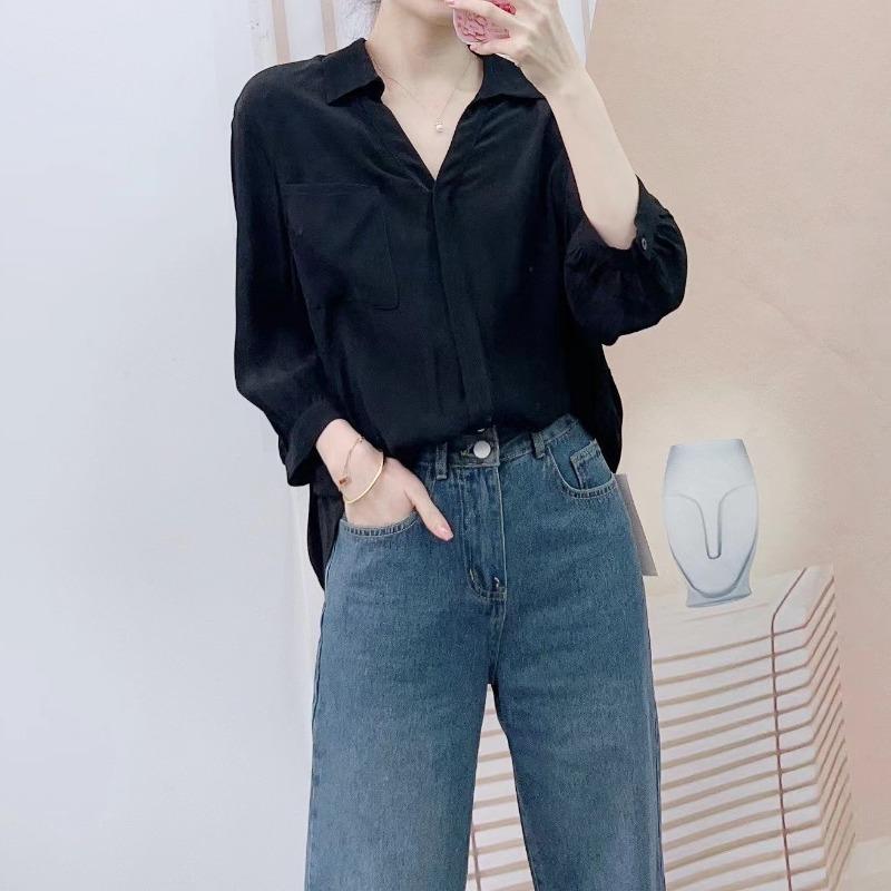 

Весна и лето Hanpai Brand Counter Женский модный темперамент с чистым цветом на шнуровке Пуловер Маленькая блузка Блузка XL