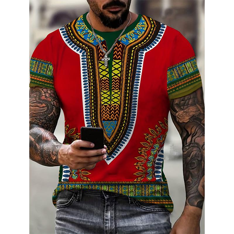 African Ethnic Style T-Shirts Tribal Dashiki 3D Print Men's Women Short Sleeve T Shirt Summer Oversized Harajuku Tops Tees Clothing