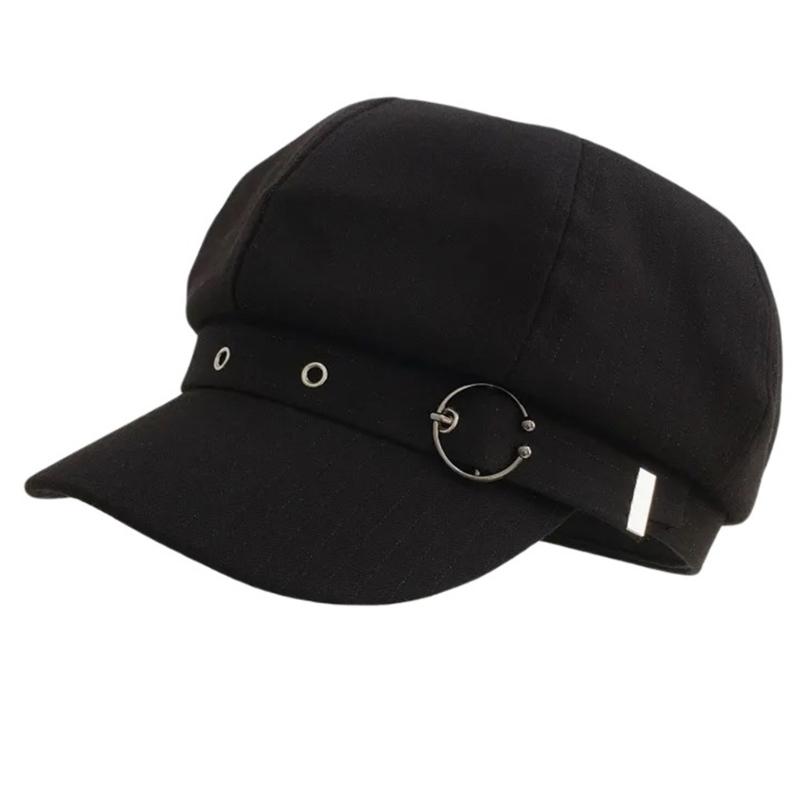 Spring Beret Hat Woman Commutes Octagonal Hat Camping Taking Photo Beret Hat with Metal Fastening for Girlfriend