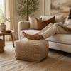 Thick Footstool Cover Color-Woven Jacquard Shoe Bench Cover Space Saver Pouf Ottoman Bedroom