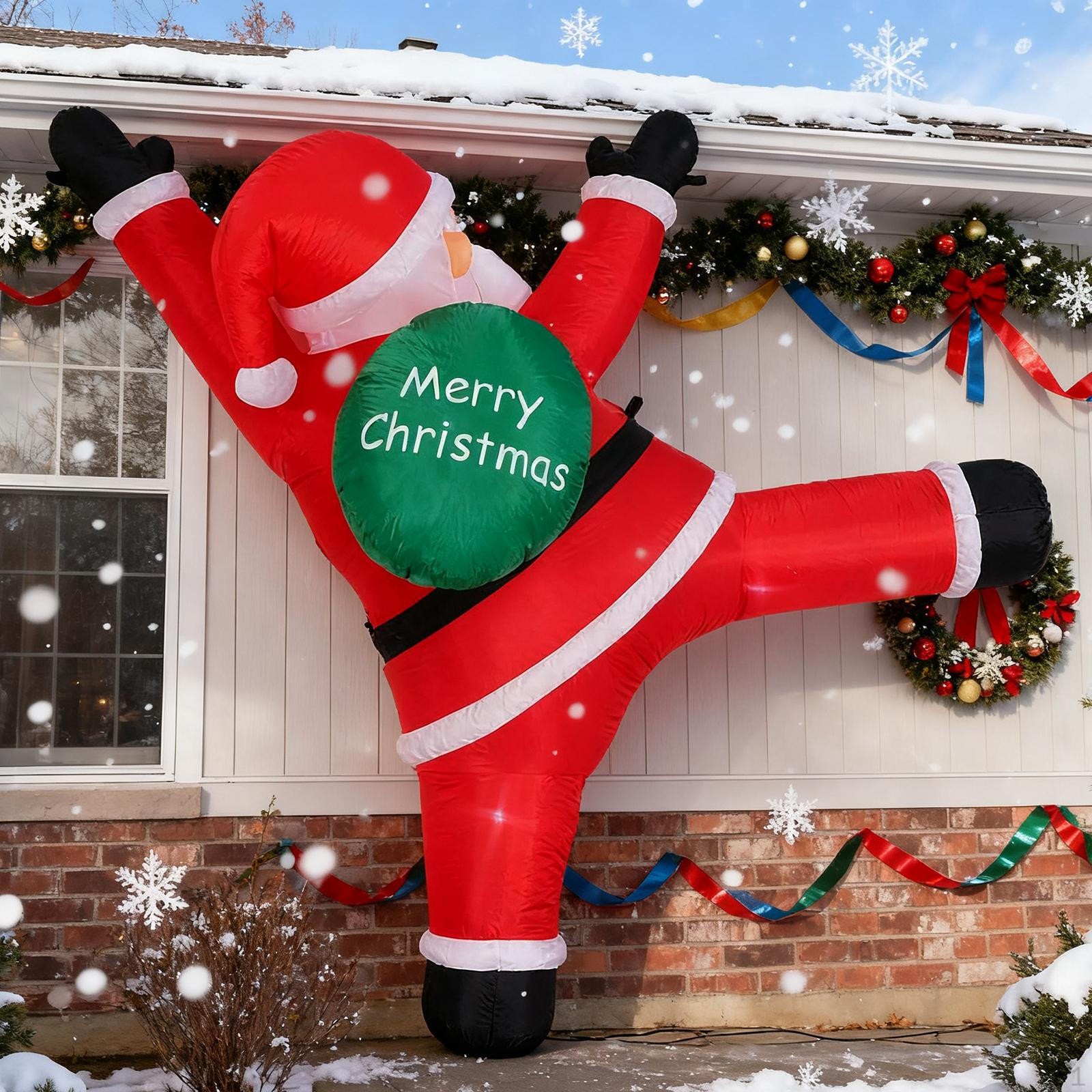 

9.84ft Рождественский надувной Санта Домашний декор со светодиодами Вилка ЕС Лазающий