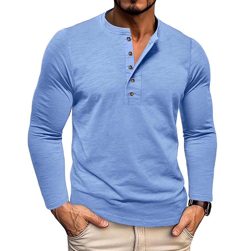 Herren Button Revers Farbige Baumwolle Langarm Basic Herren Oberteil