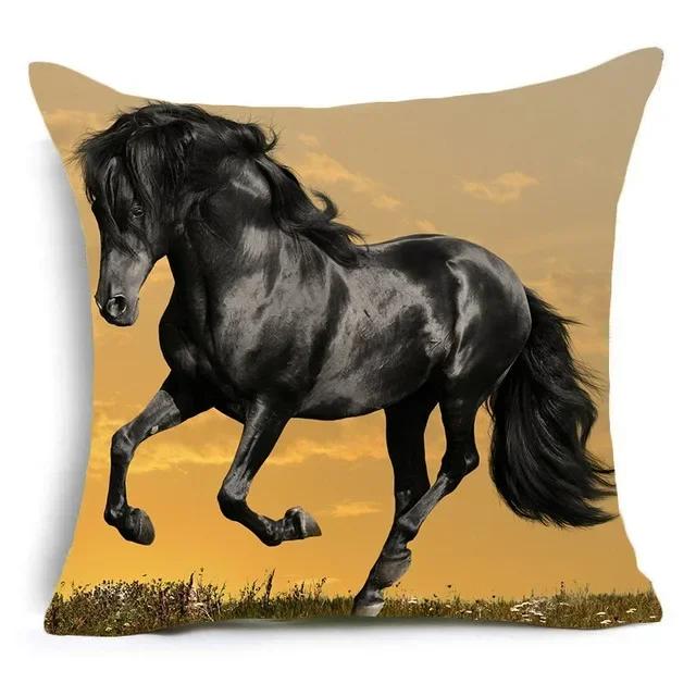 2023 New Horses Cotton Cushion Cover Steed Animal War Horses Home Decorative Pillow Cover for Sofa Car Nordic Pillowcase Vintage