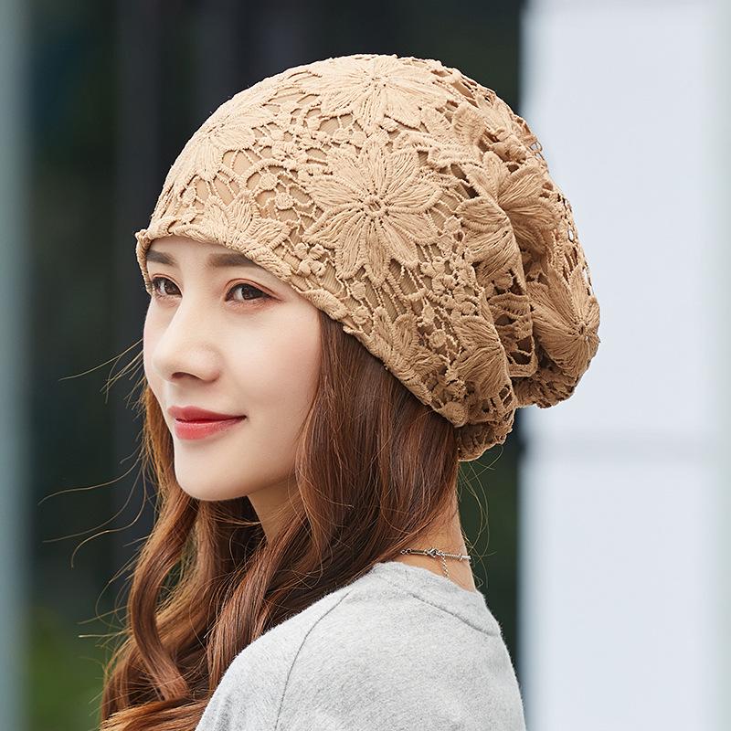 Women's Summer Lace Slouchy Hat - Breathable, Stylish, Thin White Hair Cover