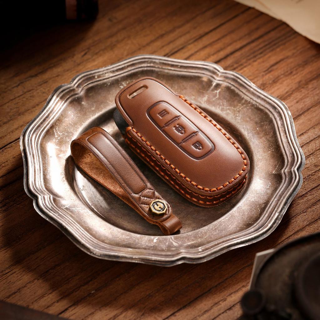 Gäller 2024 nya Nissan Teana nyckelfodral Dongfeng Nissan bilnyckelpåse första lagret kohud nyckelring