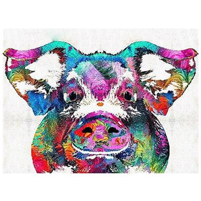 Pittura con Diamanti 5D Fai da Te Testa di Maiale Colorata Ricamo Punto Croce Decorazione per la Casa Regalo Fatto a Mano