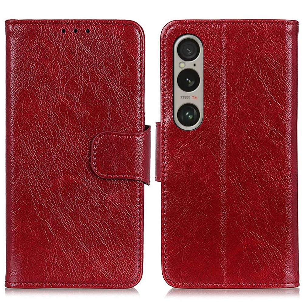 For Sony Xperia 1 VI Phone Case Split Leather Wallet Stand Nappa Texture Shockproof Cover
