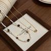 Tiger Eye French Shell Double Layer Necklace - Elegant & Versatile for Sweaters