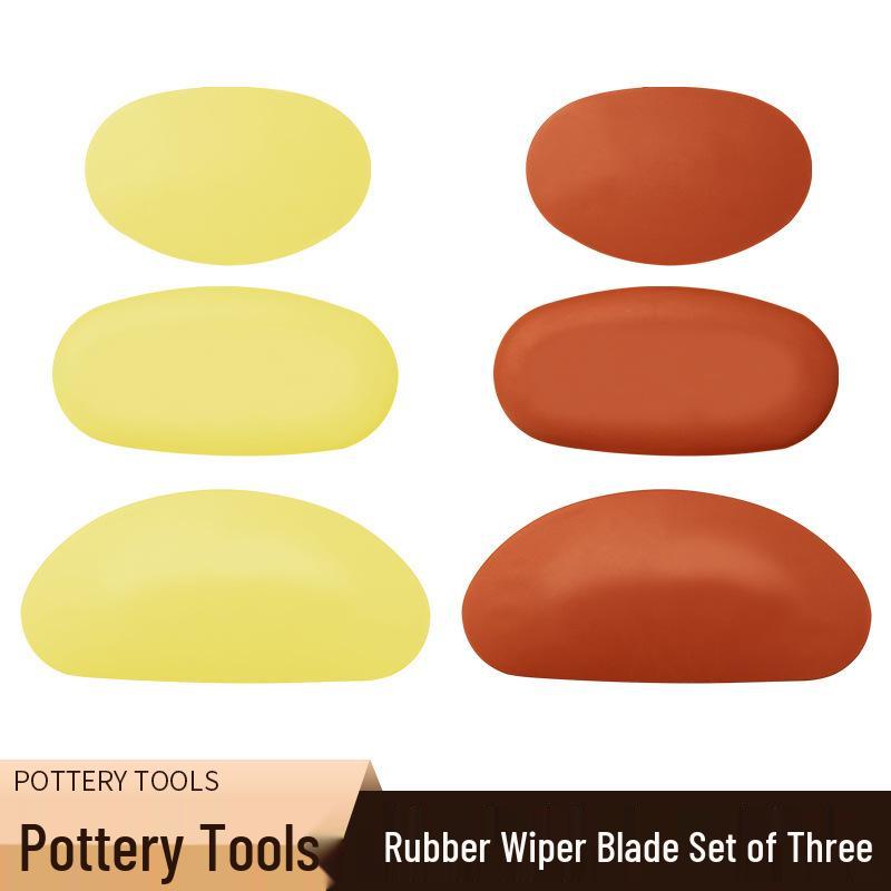 3-Piece Pottery Tool Set: Silicone Scraper, DIY Carving Tools, Trimming Knife. P20/Rubber Scraper 3-Piece Set киноварь