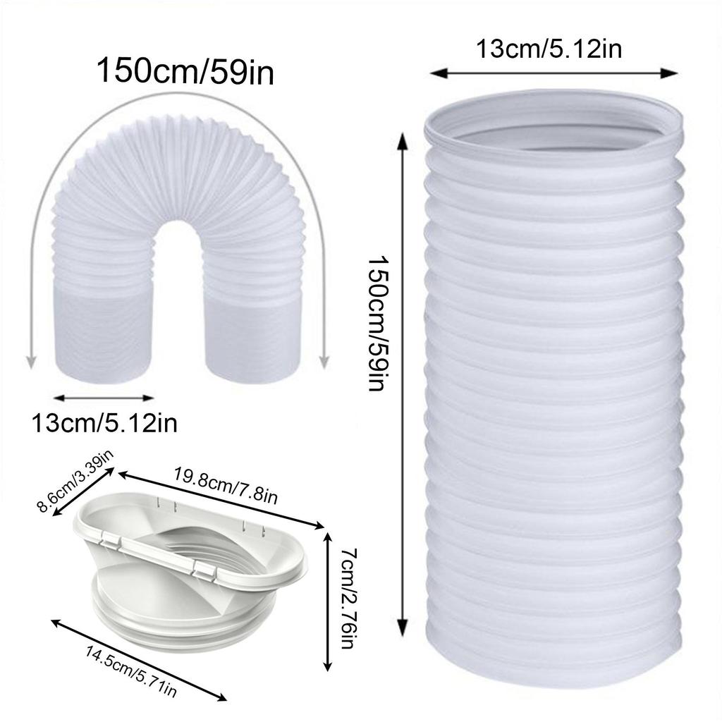 Air Conditioner Exhaust Hose 5.1 Inch Diameter AC Hose Flexible Portable Exhaust Vent Mobile Air Conditioning Exhaust Duct