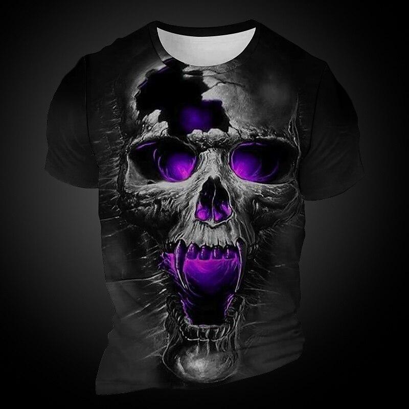 Men's Skull Graphic T-Shirt Novelty 3D Grim Reaper Print Short Sleeve T Shirt Street Personality Party Daily Top Summer Clothing