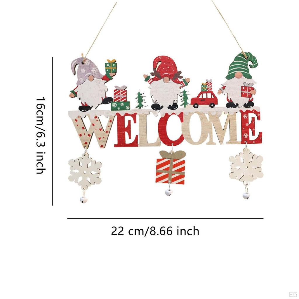 Christmas Wooden Pendant with Bells for Door Sign And Wall Decor
