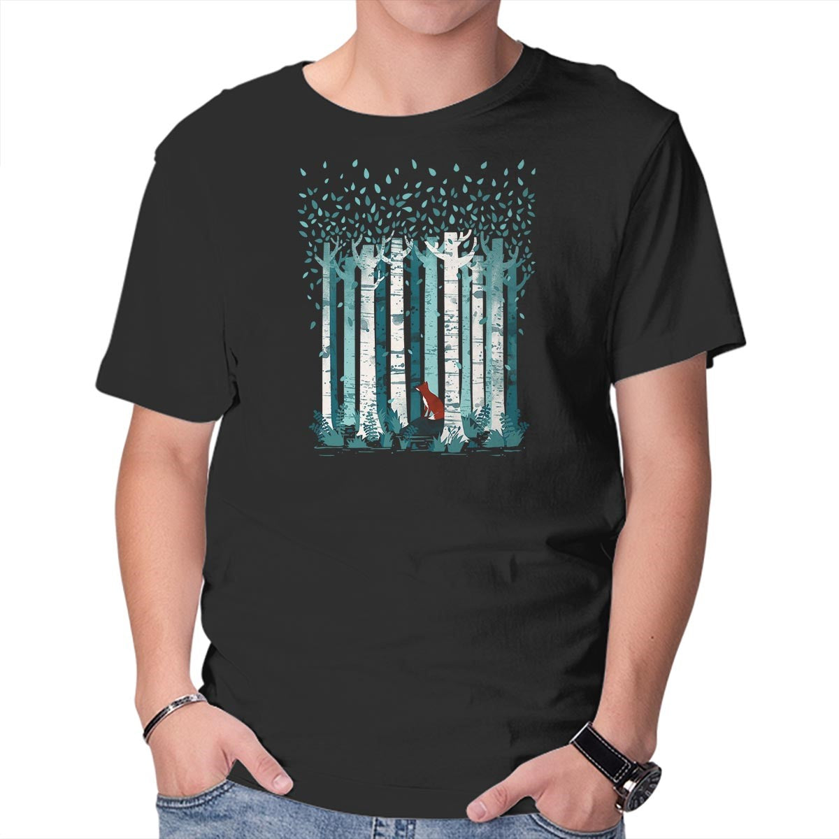 Unisex Crew Neck T-Shirt The Birches Graphic Short Sleeve Casual Tee XXXL
