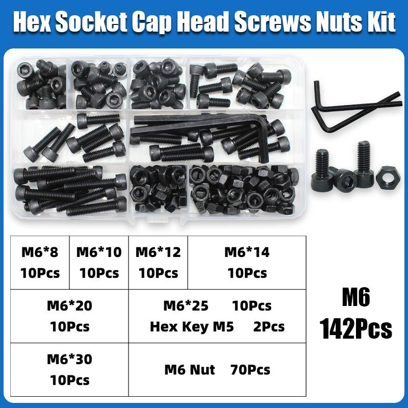 M2 M2.5 M3 M4 M5 M6 Hex Socket Head Cap Set Allen Screw DIN912 Black 12.9 Grade Carbon Steel Screws Nuts Bolt Washer Assortment