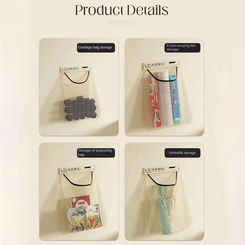 Reusable Kitchen Hanging Mesh Bag Polyester Storage Bag Kitchen Net Pocket