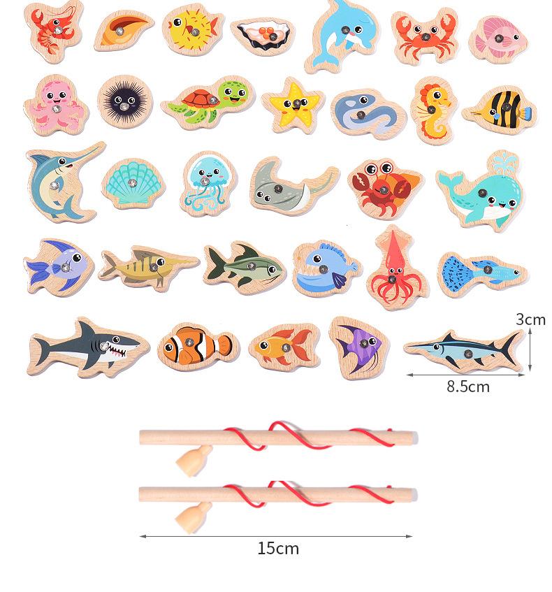 Wooden Magnetic Fishing Toys For Kids Marine Life Cognition Fish Games Baby Early Educational Parent-Child Interactive Toy Gift