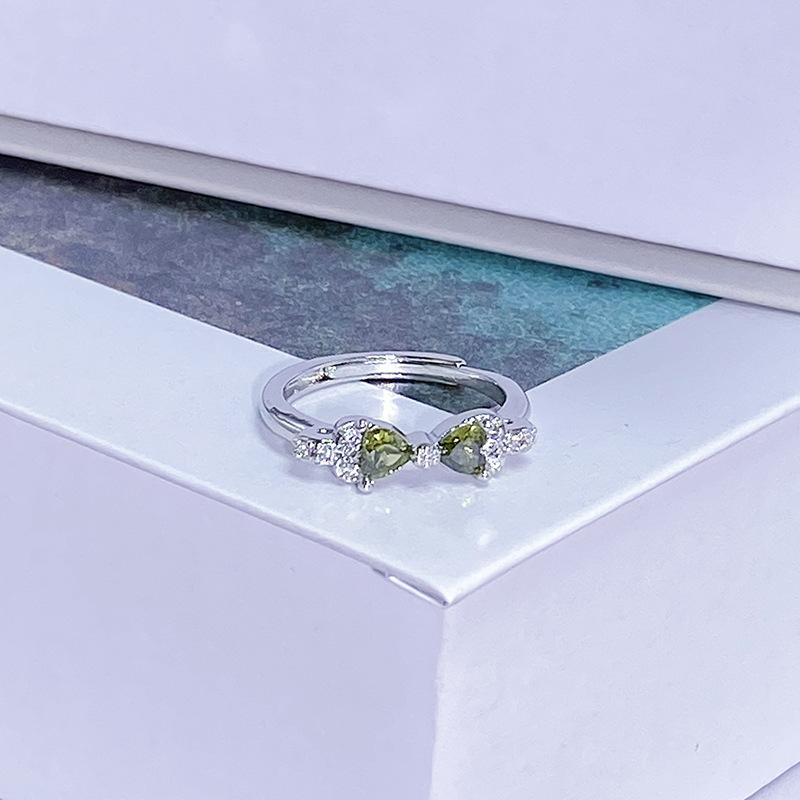 Light Luxury Color Treasure Cool Feeling Green Super Fairy Super Flash Full Diamond Inlaid Zir*****Pening Ring Small Cool Senior Ring Woman