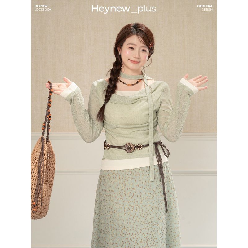 

Heynew Plus Size Women s Fashion Fresh Green Turtleneck Knit Sweater Early Spring Age-Reducing Slimming Spring Green Top