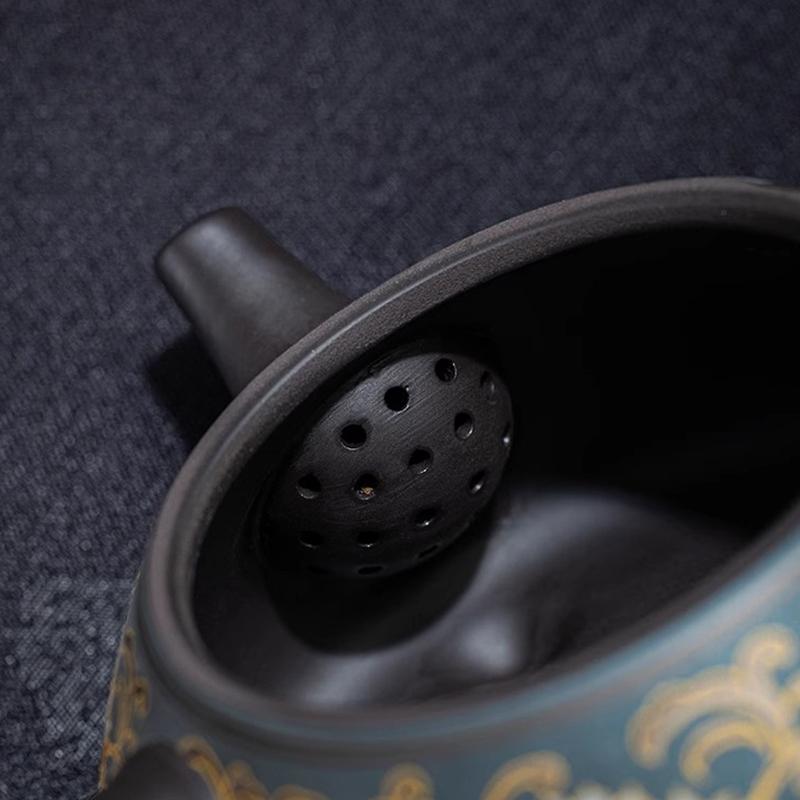Purple Sand Ruyi Side Teapot Chinese Household Filter Pot Ceramic Kung Fu Tea Set Retro Relief Bubble Teapot