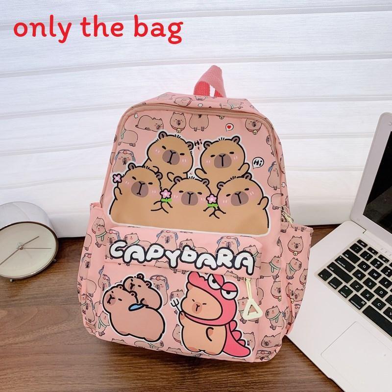 Cute Drinking Capybara Milk Tea Bcrocodile Fries Cartoon Pattern Backpack Kid