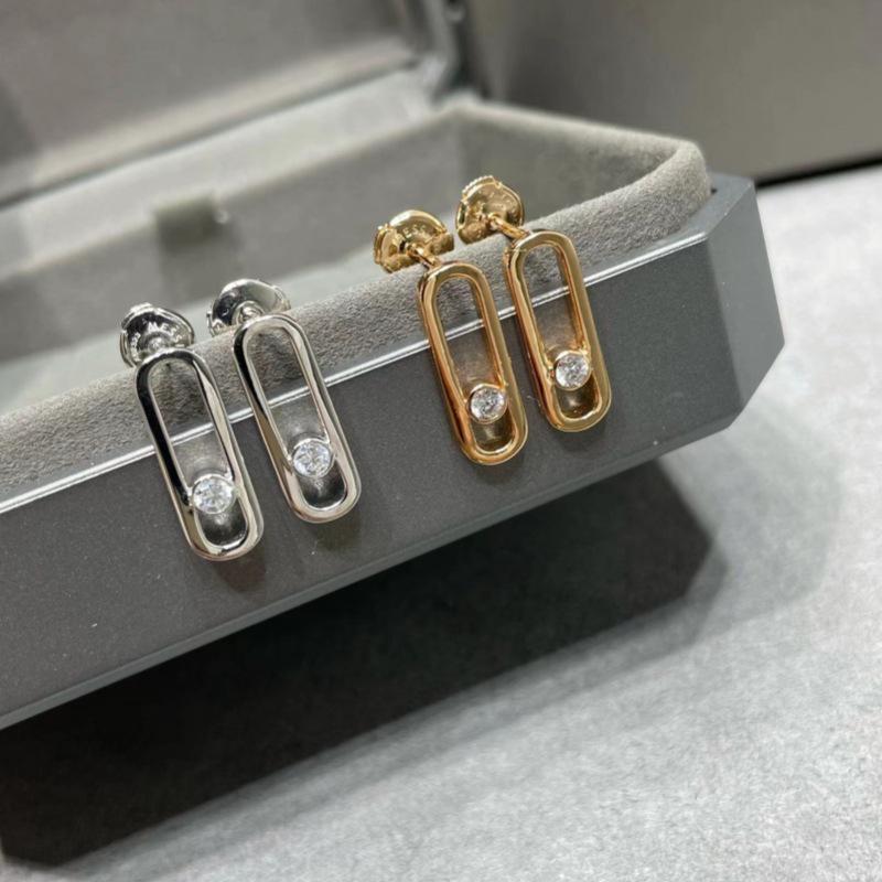 

Seiko European & American Fashion Large Zircon Earrings with Single Diamond, 925 Silver Needle, Glossy Finish, Simple Design. белого золота