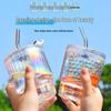 Gradient Glass Double Drink Cup with Lid & Straw