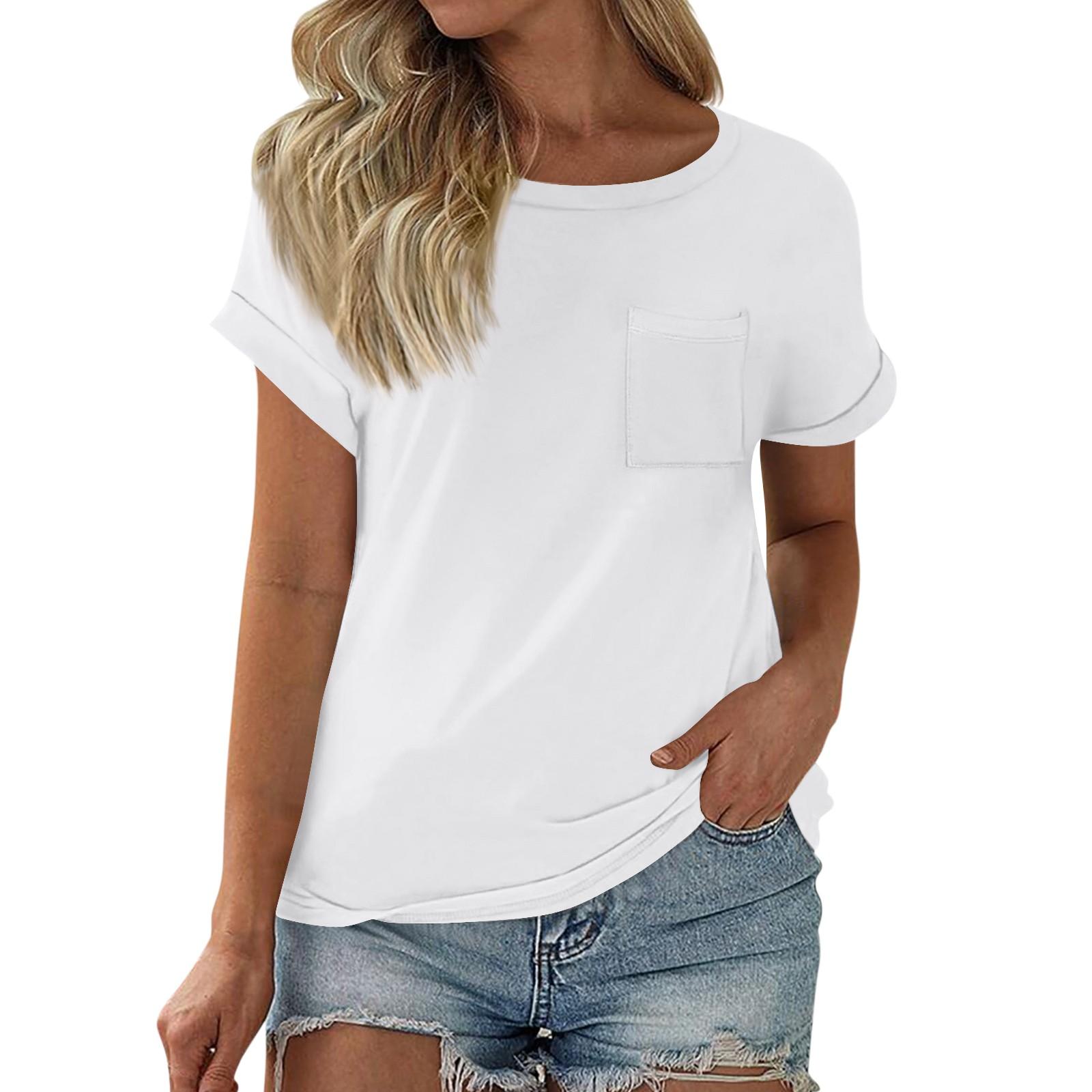 

Жен. Футболка Футболка Сплошной цвет С короткими рукавами Карман Повседневные Выходные Мода Классический Круглый вырез Обычный Топ XL белый