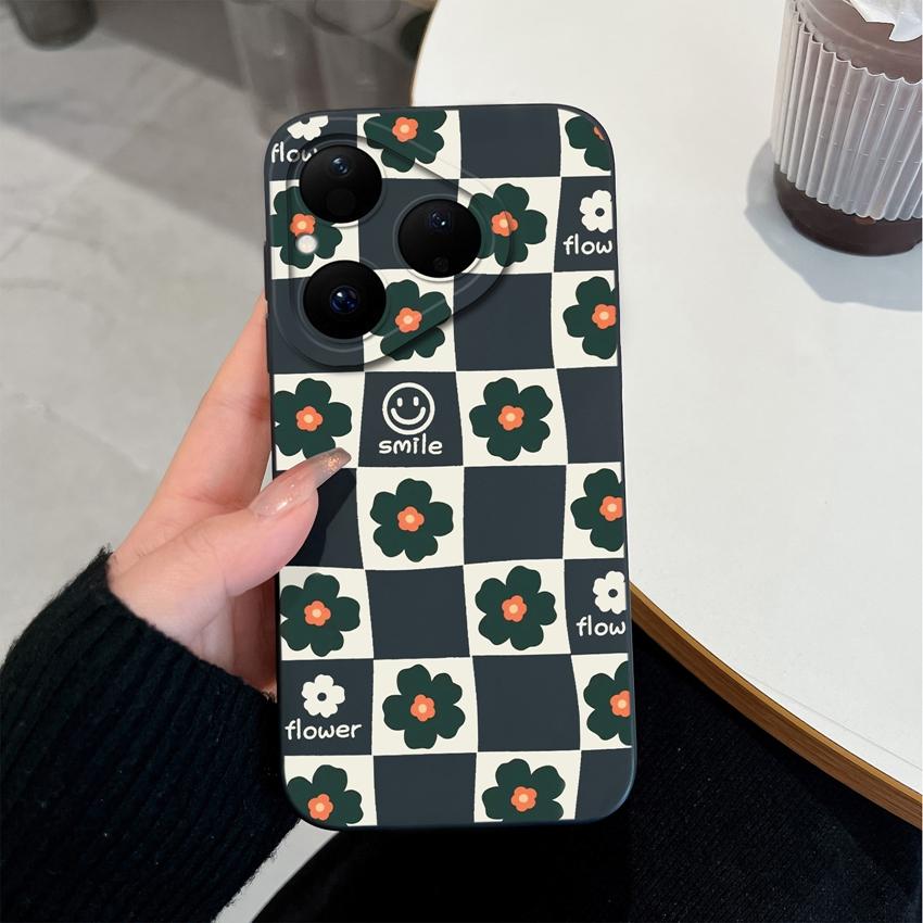 For Huawei Pura 80 Pro Nova Y70 Y90 Y61 6 7 8 9 SE Y72 4E 5T Phone Covers Fashion Grid Patterns Liquid Silicone Dustproof Cases For Huawei Bumper Capa