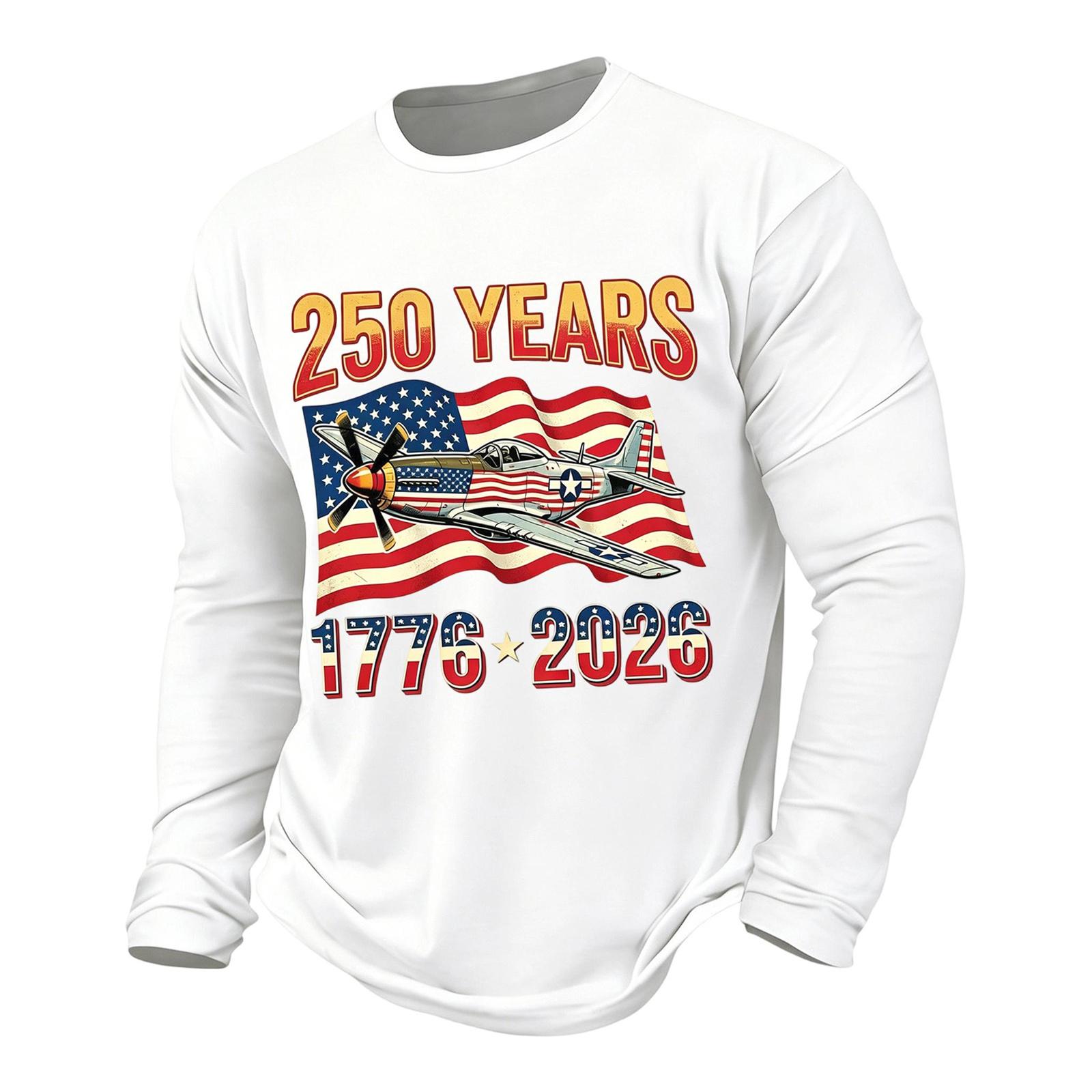 

Men s Casual Short Sleeve T-Shirt Independence Day Style Commemorative Design 250 Years 1776-2026 Printed Graphic Tee for Everyday Wear M белый