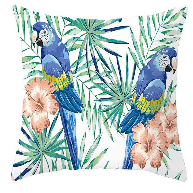 Parrot Toucan Floral Pillowcase Tropical Flowers Plants Print Cushions Cover Livingroom Sofa Decorative Throw Pillows Home Decor