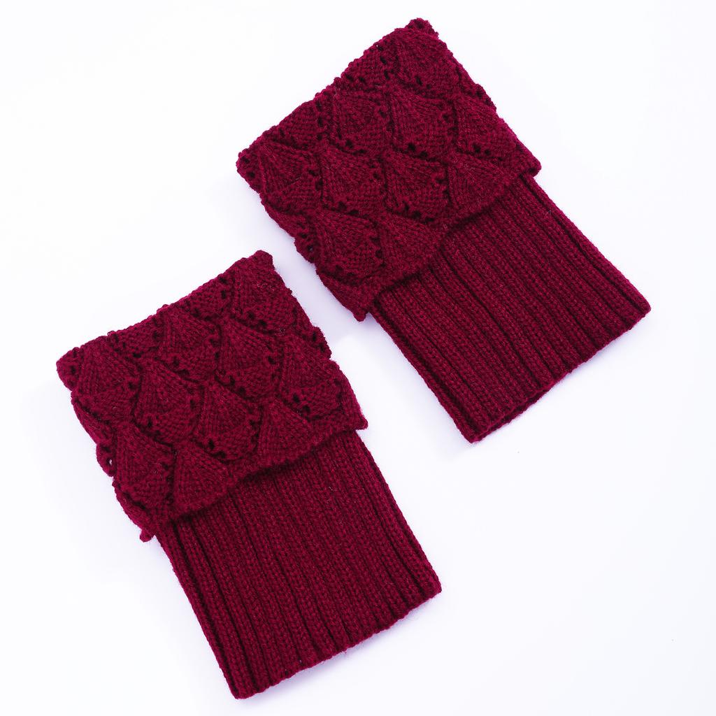 Border Knitted Short Korean Version Winter Women Shoe Covers Foot Covers New Flip Over Scallop Yarn Sock Covers Leg Guards