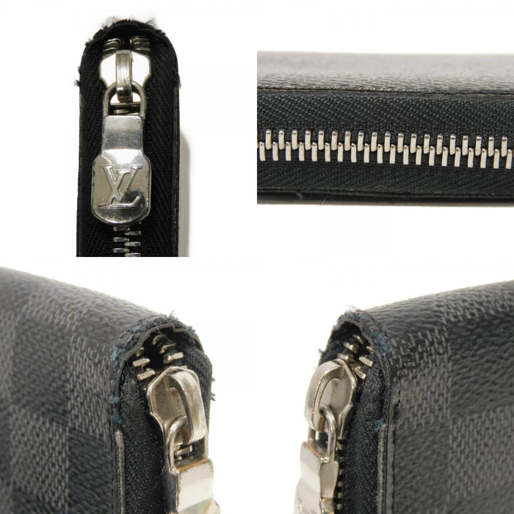 Used 12564 Zippy Organizer NM N60111 7940 Logo Black Gray Zip Around Damier Graphite Noir Men's from Japan AUTHENTIC