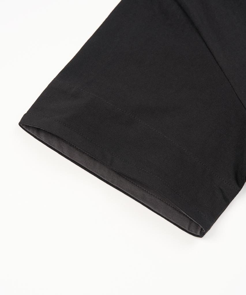 EXCONTAINER Sleeve Layered Crop Half T-Shirt (Black)