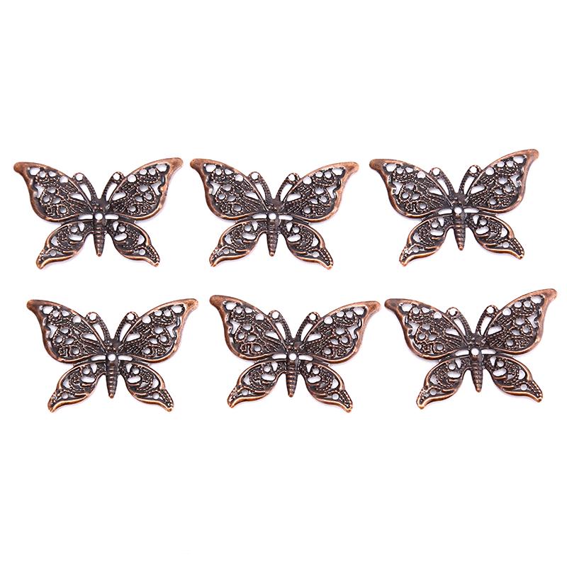 50Pcs Vintage Butterfly Filigree Wraps Connectors Metal Craft Diy Jewelry Making