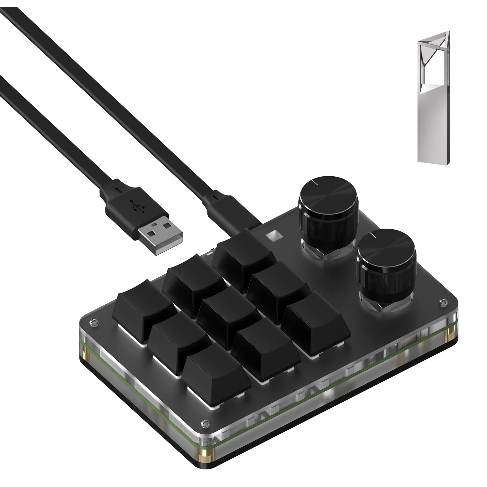 

Механічна програмована механічна ігрова клавіатура Linkidea з подвійними спеціальними ручками керування підтримує плаваючі вікна для гарячих клавіш і клавіатури, 9 клавіш чорний