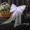 Jeairts Led Veil Bridal Bow Clip Pearl Wedding Hair Piece Glowing White Tulle Bow with Clip Bachelorette Party Hair Accessories for Women and Girls