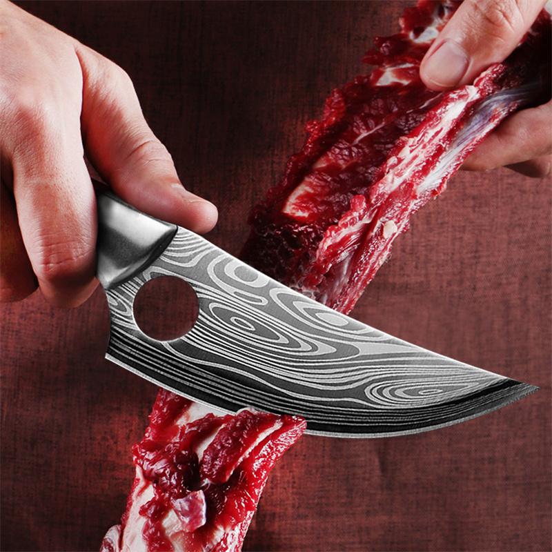 Kitchen Knife Chef Knives Handmade Forged Damascus Pattern Sharp Japanese Santoku Knife Cleaver Slicing Utility Knife