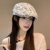 Cartoon Octagonal Hat Printed Retro Painter Hat Personality Stripe Beret Ladies