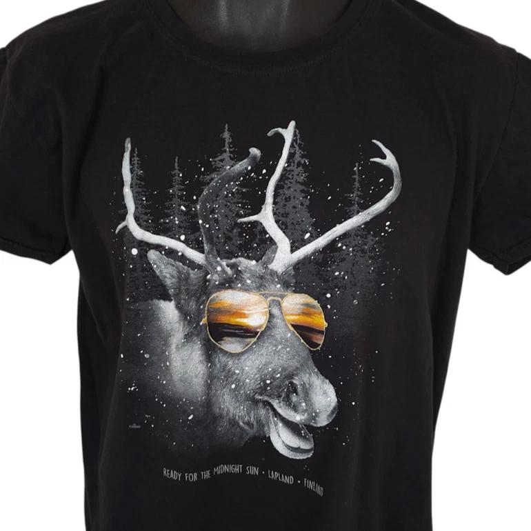 Laponsko Finsko 100% Bavlna Tričko Pánská Trička Top Pánská Velikost Střední Půlnoční Slunce Sob