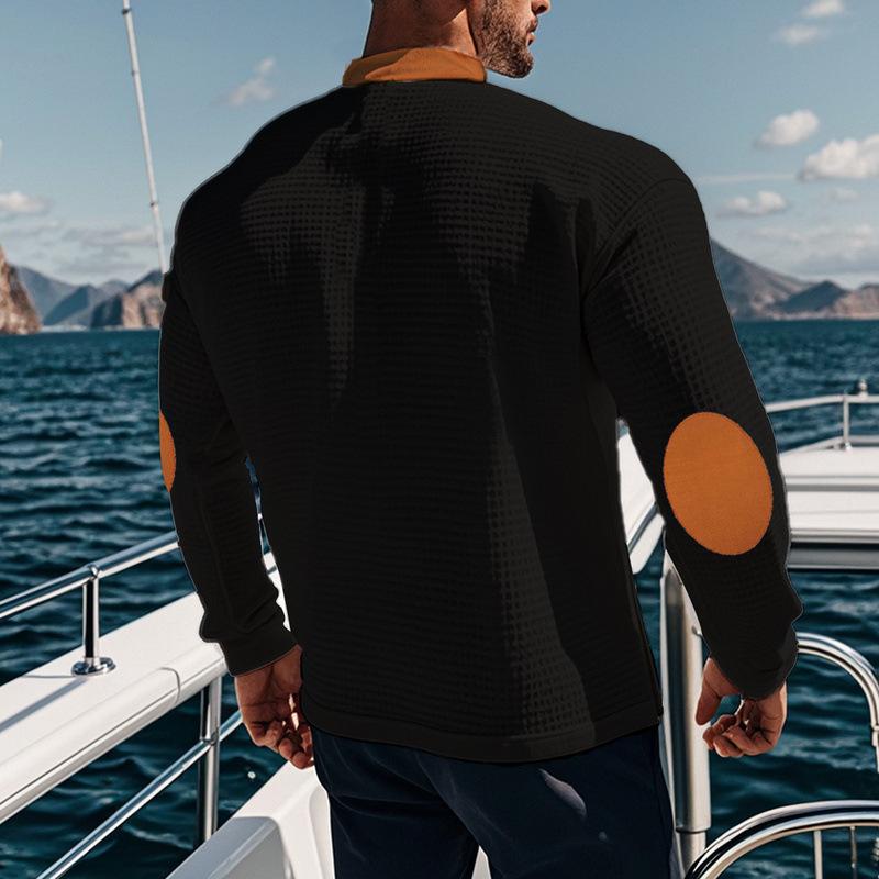 Herbst Neue Herren Patchwork Farbe Strap V-Ausschnitt Top Casual Langarm Base T Shirts Männer Sport T Shirt