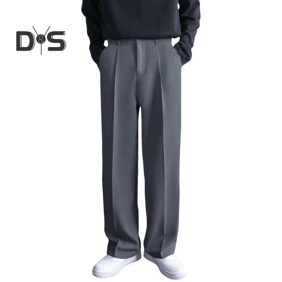 

Мужские брюки с застежкой-молнией на пуговицах, прямые брюки однотонного цвета, свободные, формальные, деловые, офисные брюки 29