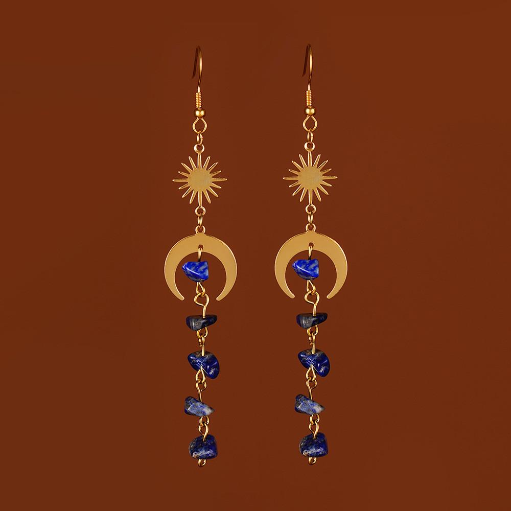 Fashion Asymmetrical Crystal Earrings With Moonstone And Geometric Alloy Design For Women