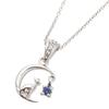 [ALIVE] Necklace for Women: Crescent Moon and Cat Birthstone Necklace, Sterling Silver 925, Cubic Zirconia, Natural Stone, Cat, Moon, Birthstone,
