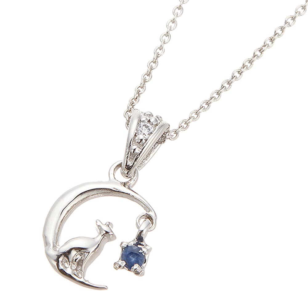 [ALIVE] Necklace for Women: Crescent Moon and Cat Birthstone Necklace, Sterling Silver 925, Cubic Zirconia, Natural Stone, Cat, Moon, Birthstone,