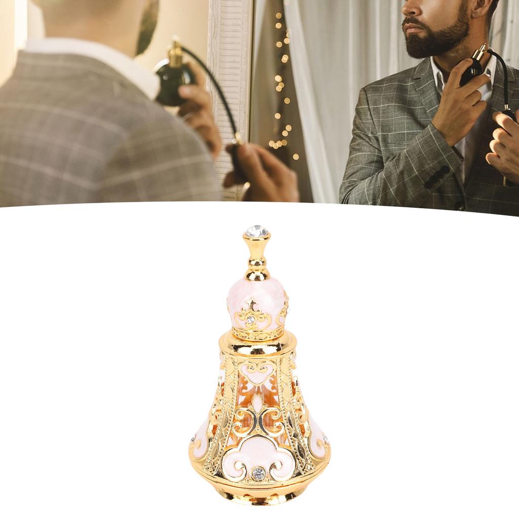 Vintage Perfume Bottle Reusable Zinc Alloy Middle Eastern Hollow Out Sealed Liquid Bottle