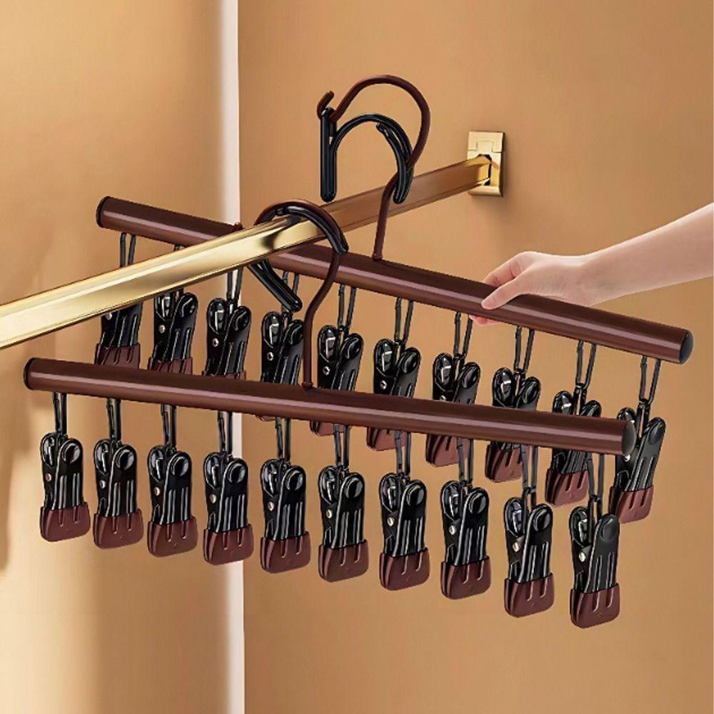 10 Clips Clothes Drying Rack Anti-Slip Windproof Hanging Rack Non-marking Rotatable Clothes Hanger Student Dormitory
