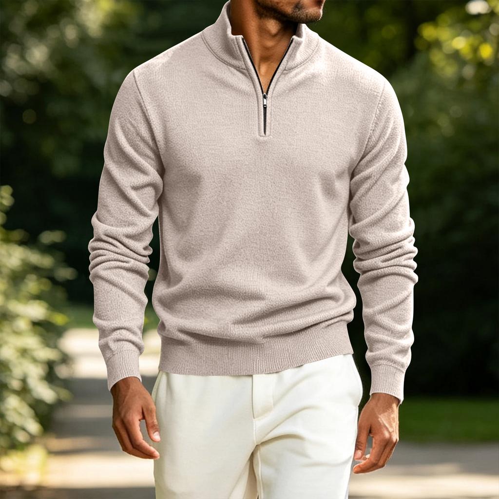 Men's 1/4 Zip Knit Pullover Casual Loose Fit Long Sleeve for Business Casual Wear